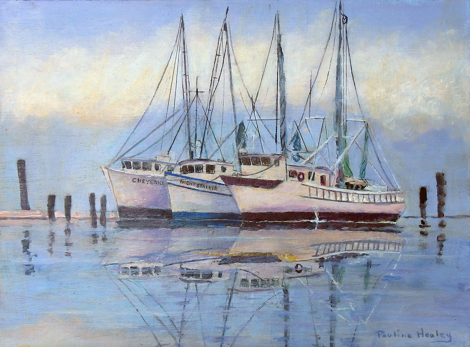 Pauline's Art Three Shrimp Boats