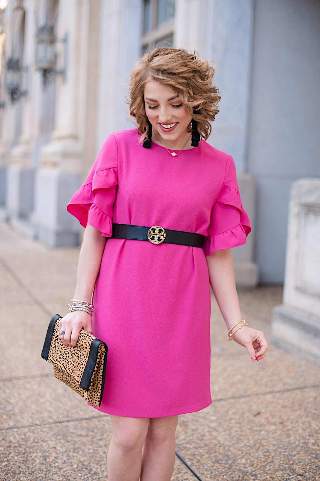 Pink Ruffle Sleeve Dress - Something Delightful Blog