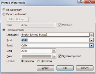 Untuk melindungi dokumen cetak yang anda miliki anda sanggup menambahkan watermark di dokumen Tutorial Cara Membuat logo transparan di Microsoft Word 2007