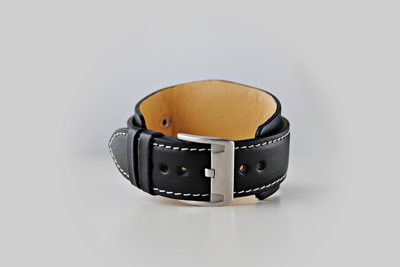 CHRISTIAN LEATHER WATCH STRAPS: 22mm Fossil- Wide Black Calfskin ...