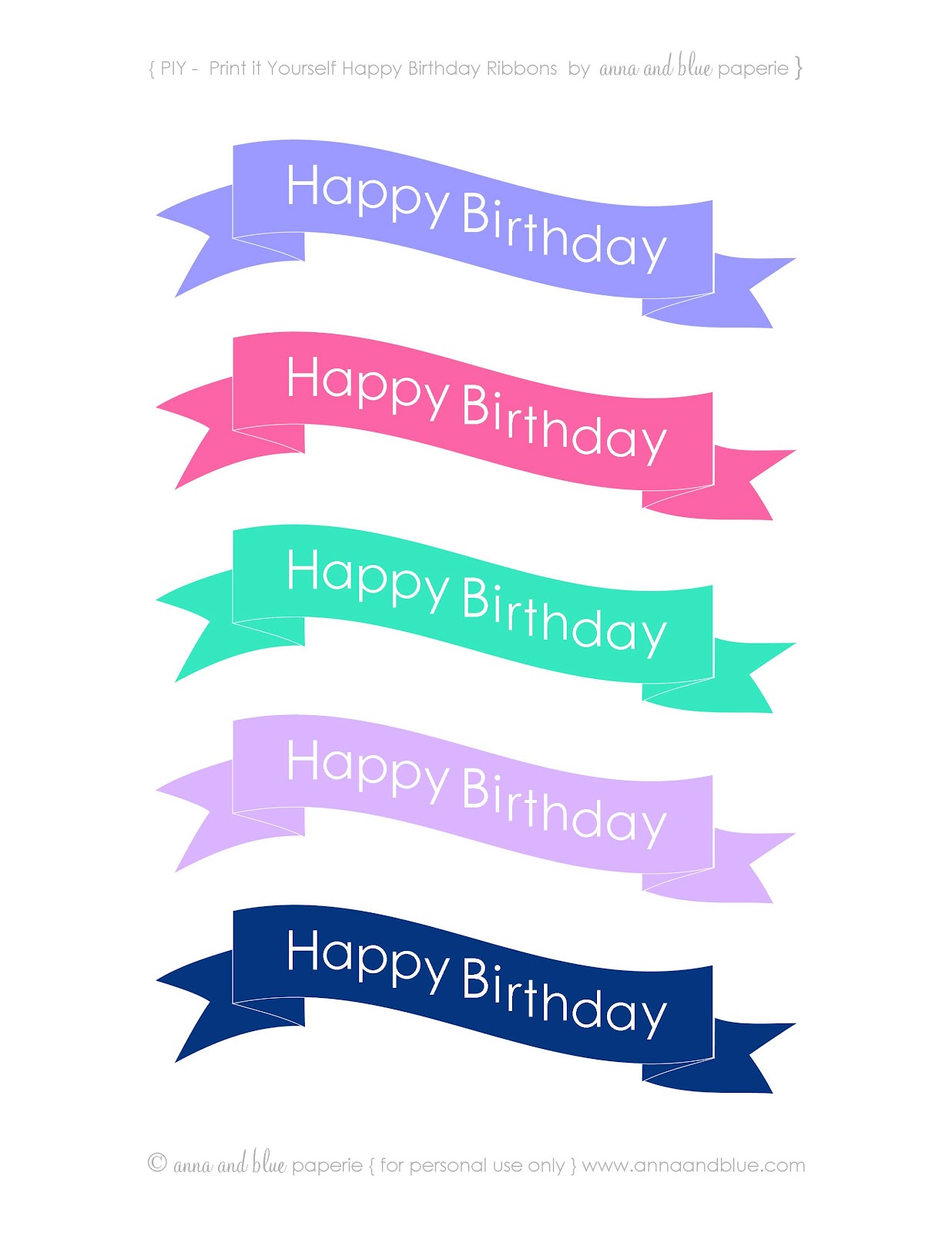 Anna And Blue Paperie Free Printable Happy Birthday Cake Banners