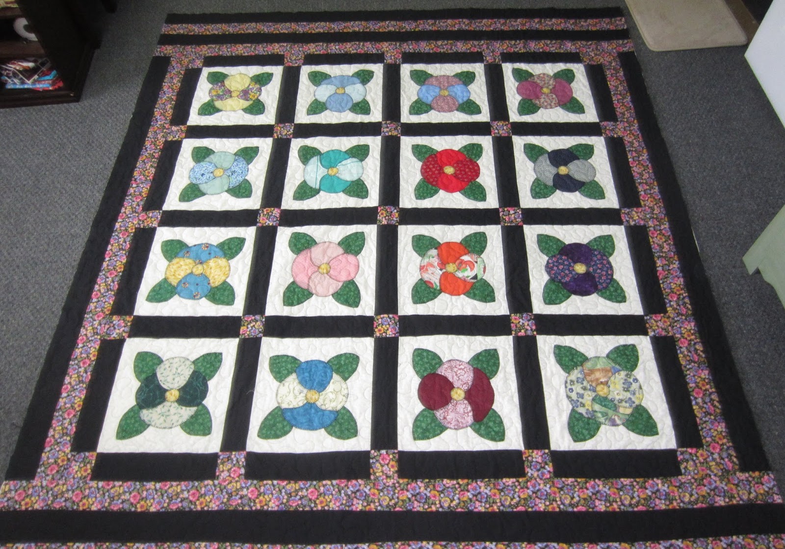 Bejeweledquilts by barb APPLIQUE PANSY QUILT.