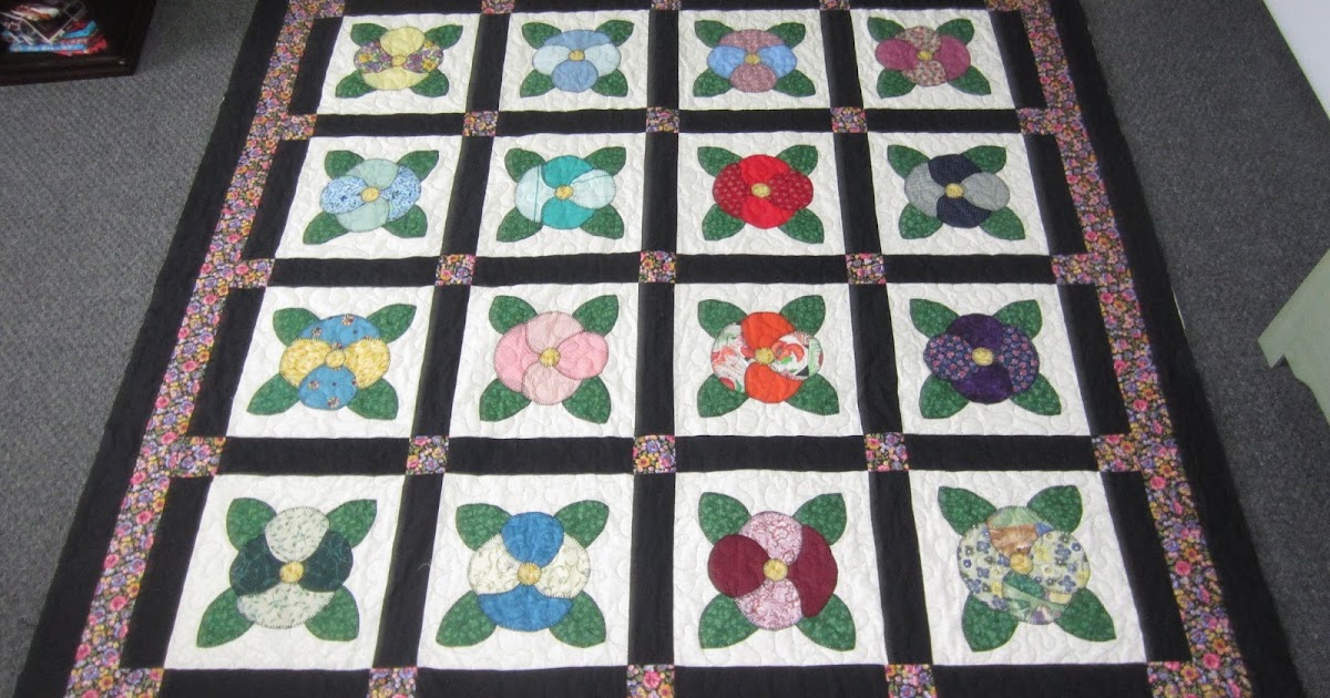 Bejeweledquilts by barb APPLIQUE PANSY QUILT.