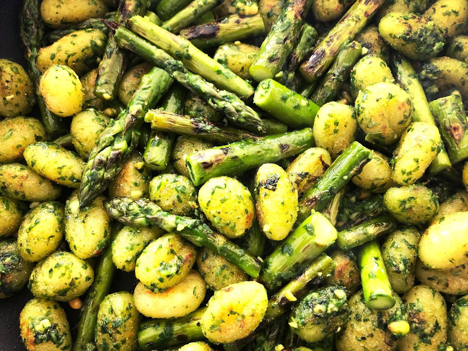 Pan Fried Gnocchi with Scottish Asparagus and Wild Garlic Pesto