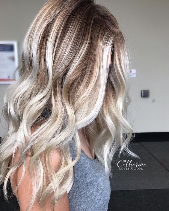21 Icy Blonde Hair with Dark Roots Colour Ideas