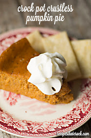 Crock Pot Crustless Pumpkin Pie recipe from Recipes That Crock 