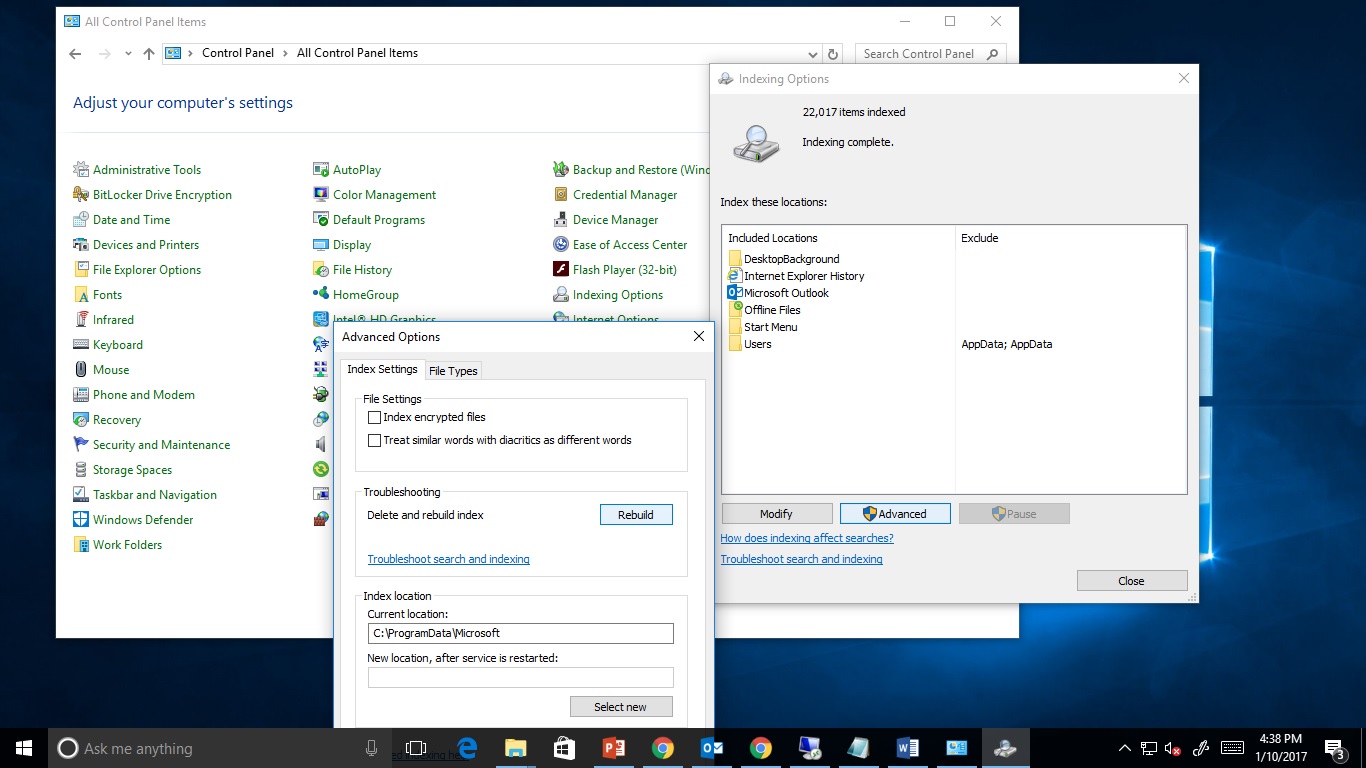 Windows 7 Rebuild Index Windows 7 Rebuild Index