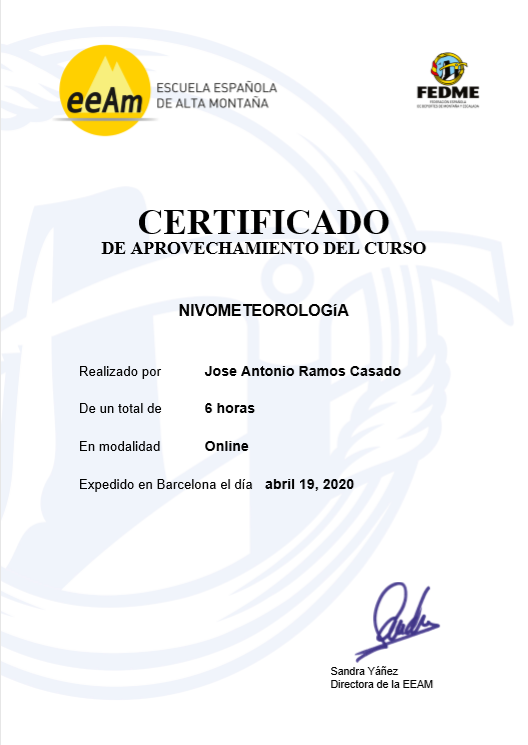 CURSO DE NIVOMETEOROLOGICA (FEDME)