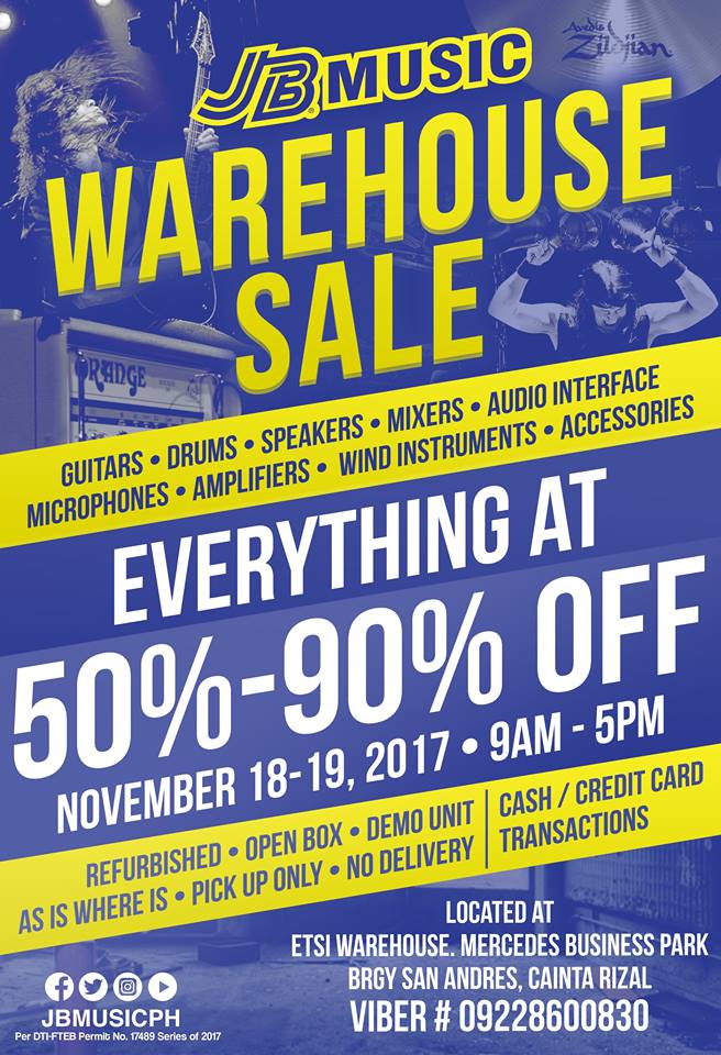 Manila Shopper JB Music & Sports Warehouse SALE Nov 2017