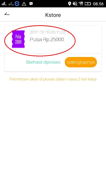 Bukti Pembayaran Pulsa Gratis dari Aplikasi Kubik News 