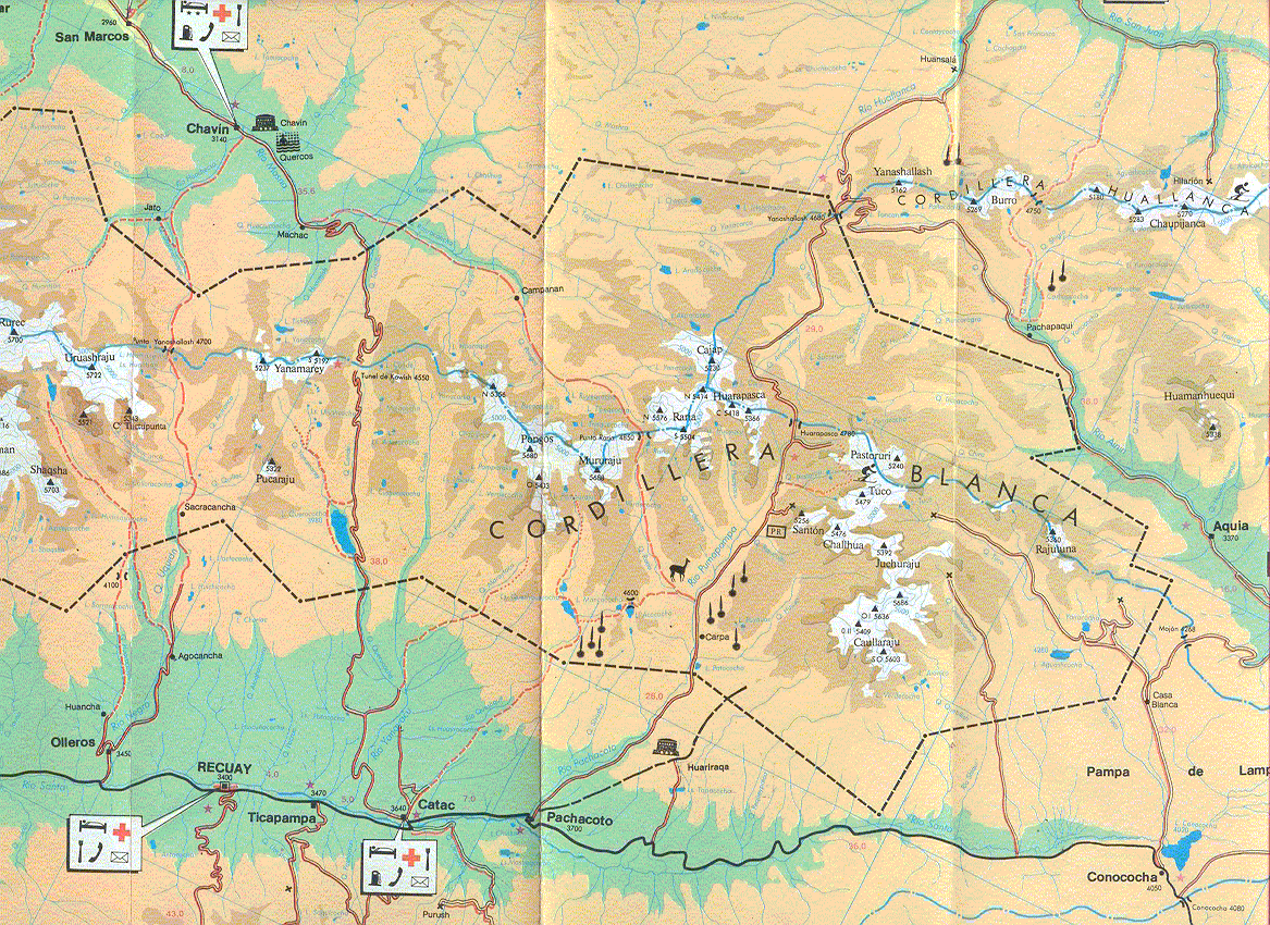 mapa-huaraz-callejon-de-huaylas-Huaraz-Conococha-Chavin-Pastoruri