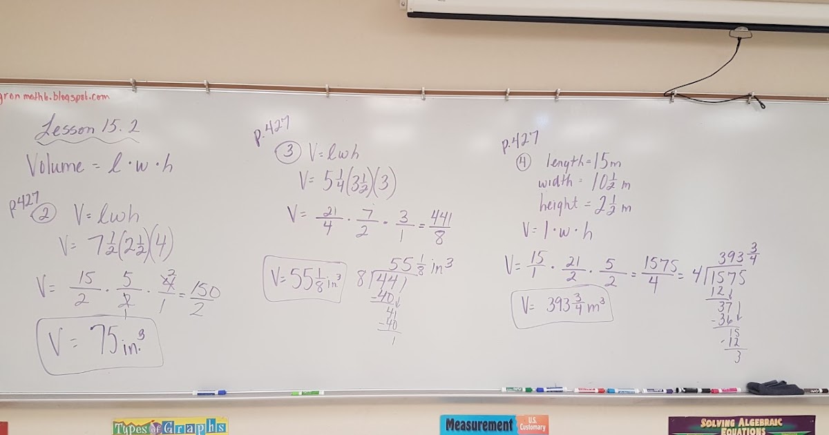 Mrs. Negron 6th Grade Math Class: Lesson 15.2 Volume