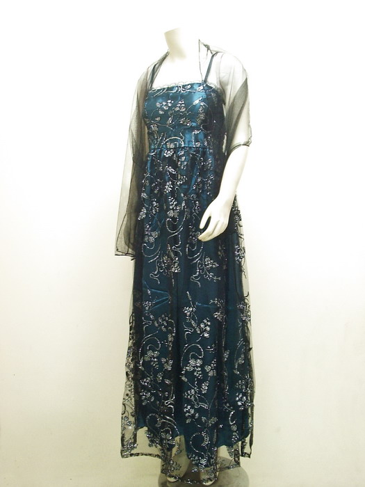 Floral Beauty Gaun Maxi Satin Korea Kombinasi Tille Import | LC-3618-HjuTsc ~ Gaun Pesta
