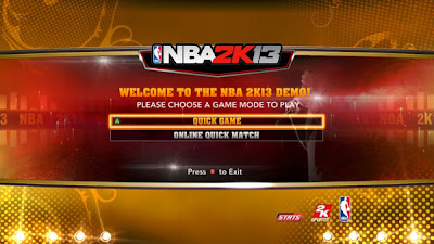 NBA 2K13 Menu - Quick Game and Online Quick Match