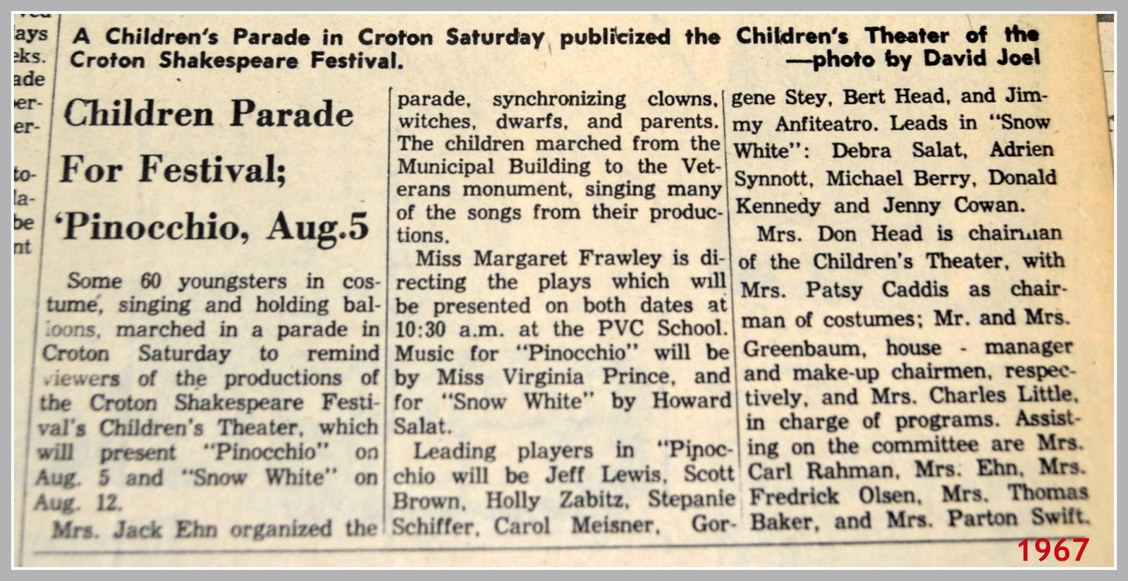 EverythingCroton SOME NEWSPAPER COVERAGE OF THE 1967 SHAKESPEARE FESTIVAL