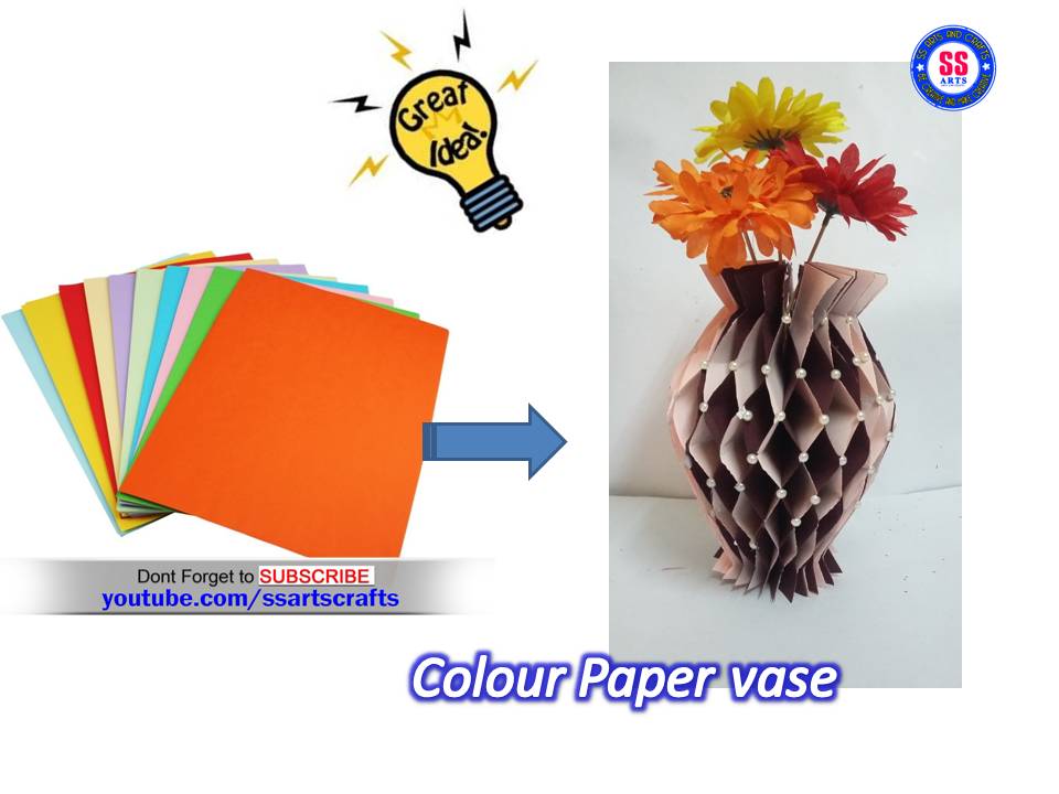 How To Make Paper Vase With Colour Paper