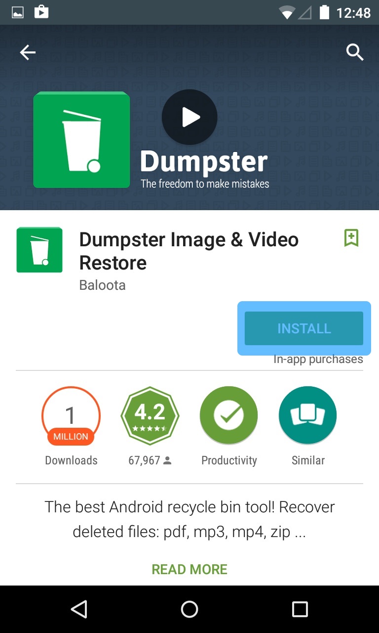 Dumpster ialah Recycle Bin Untuk Telefon Android