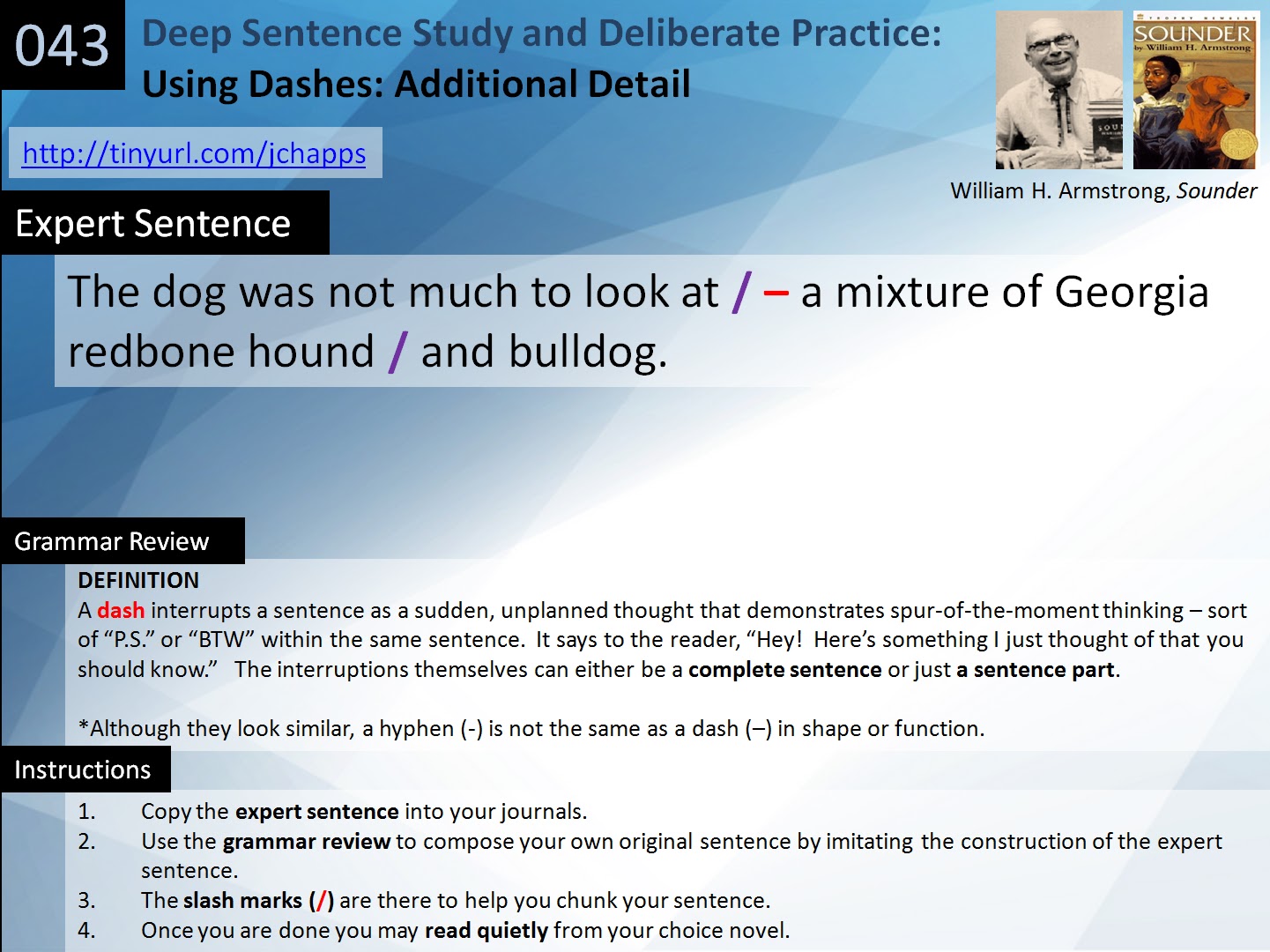 Mr. Chappell's Most Excellent Blog Sentence Composing Dashes 041 405