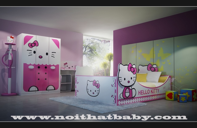 tủ áo hello kitty 1m13, giường ngủ kitty