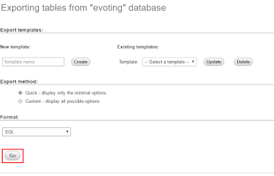 Cara export database Xampp halaman export template