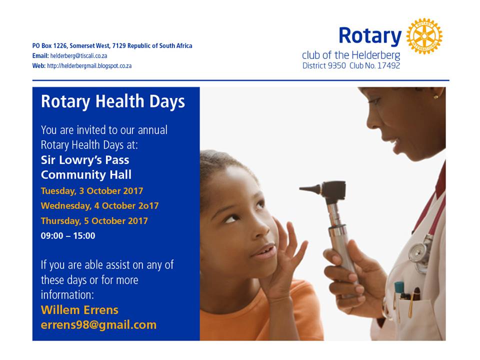 Rotary Club of Helderberg Rotary Family Health Days