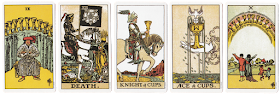 Original Rider Waite Tarot Nine of Cups Death Knight of Cups Ace of Cups ten of Cups blog blogger