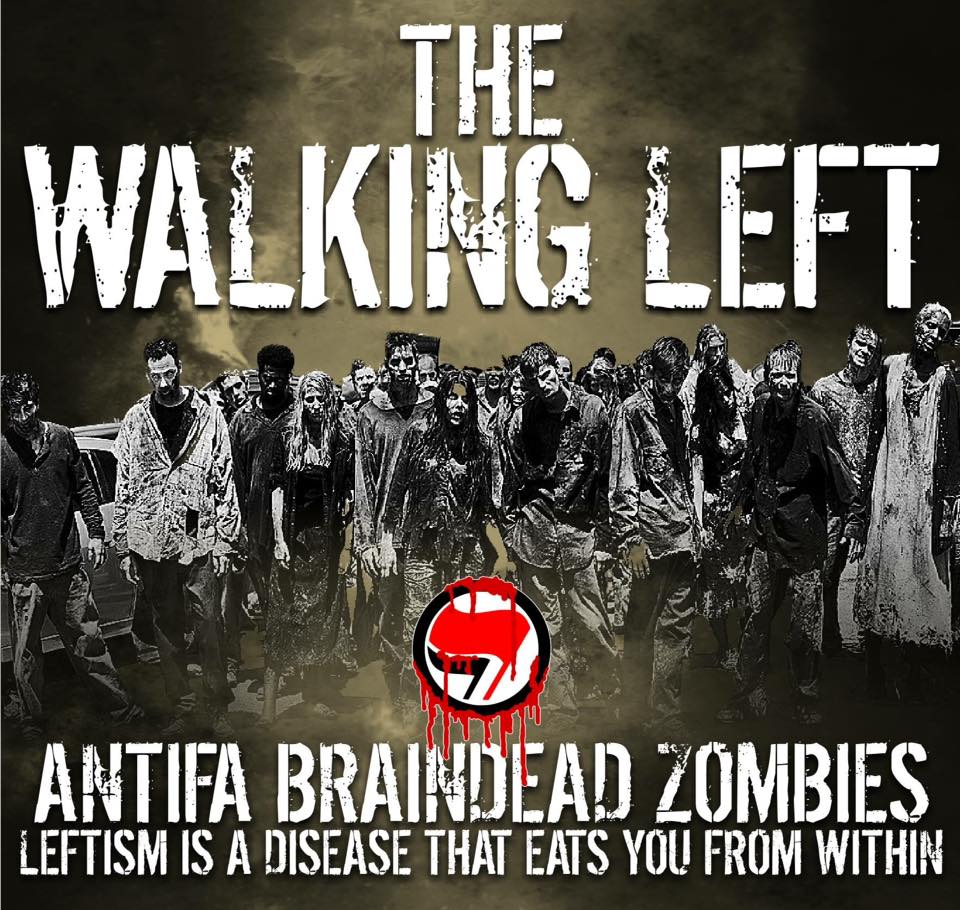 Walking to the left. Anti antifa action. walk left.