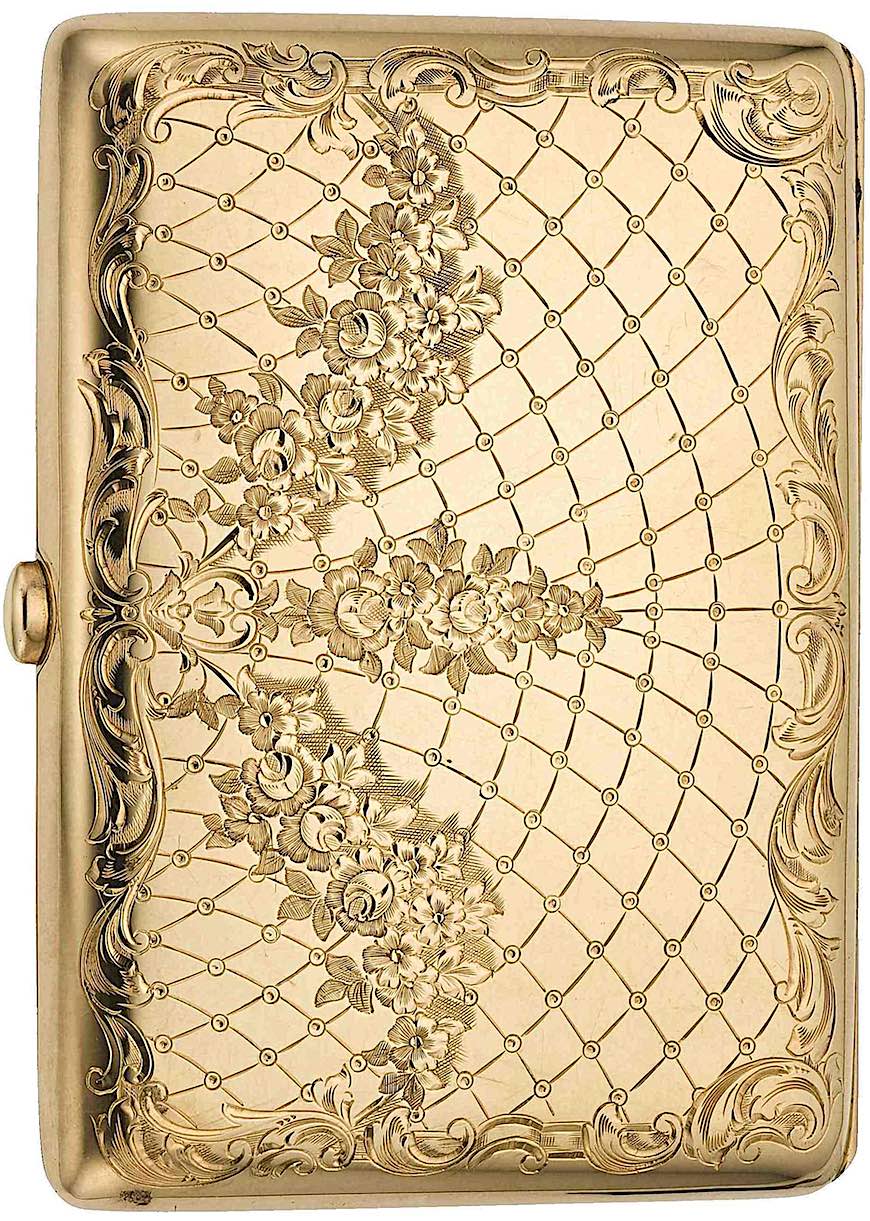 gold cigarette case 1890s? an 1890s? gold cigarette case, color photograph