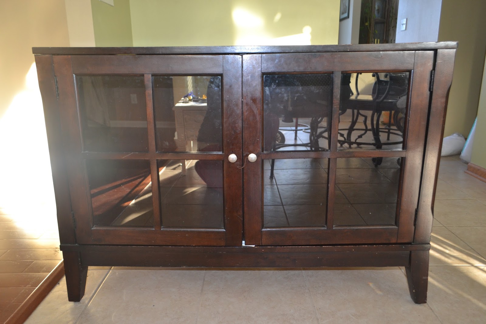 Thrifty Artsy Girl: Blue Grey Chalk Painted Media Cabinet