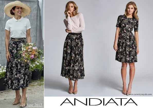 Crown Princess Mary wore Andiata Flower Print Midi Skirt