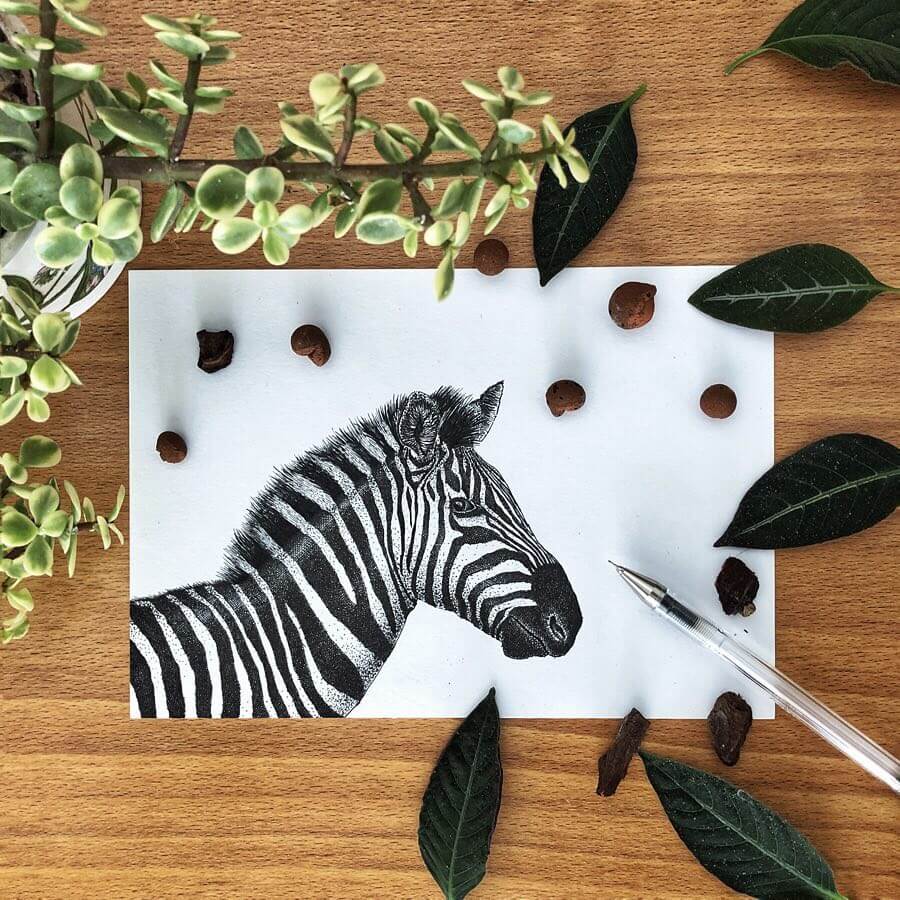 12-Zebra-Gaspar-Animal-Stippling-and-Cross-Hatching-B&W-Drawings-www-designstack-co