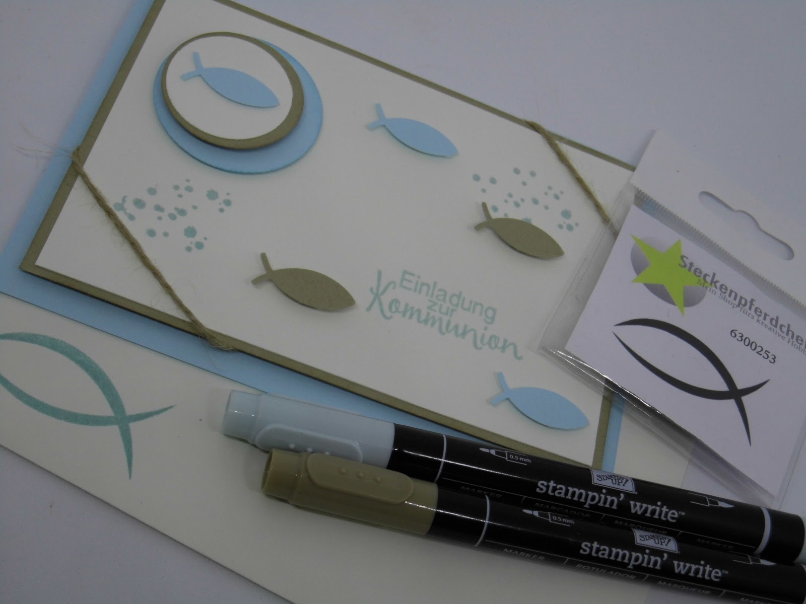 Kartenfenster Einladung Zur Kommunion Konfirmation Taufe Mit Fisch