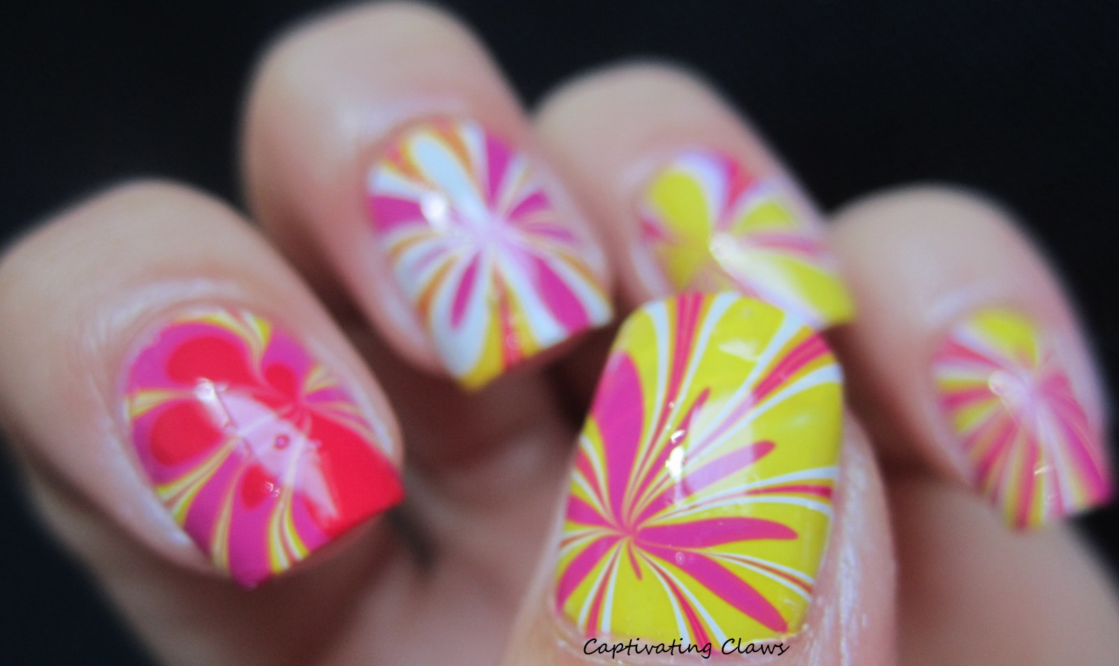 Captivating Claws: Spring Flowers Water Marble