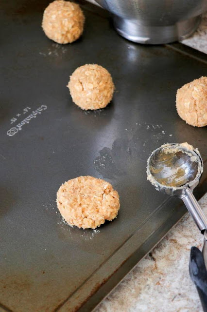 Scooping and forming the best oatmeal cookies image