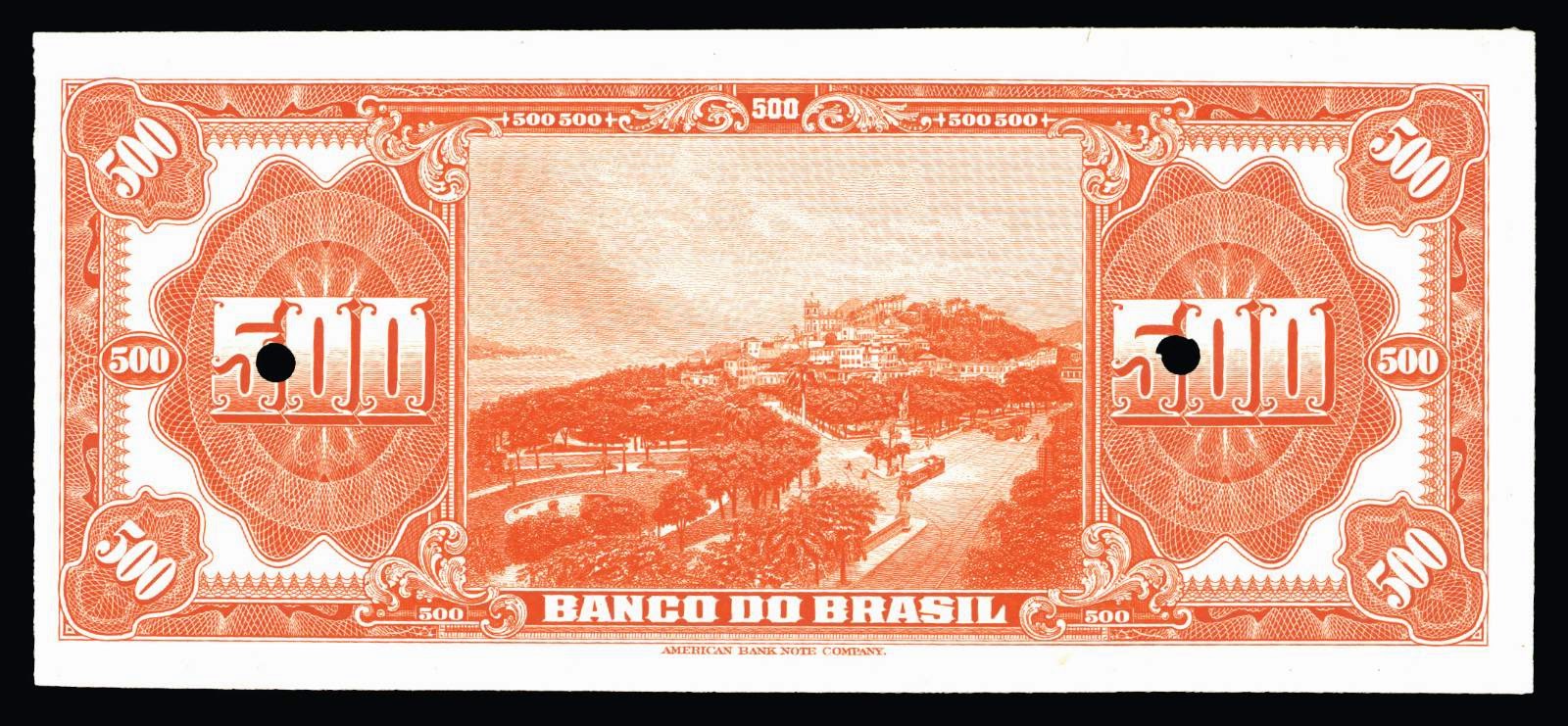 Brazil paper money Mil Reis banknote 1923 Rio de Janeiro Botanical Garden