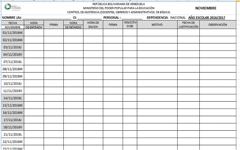 formato lista de asistencia