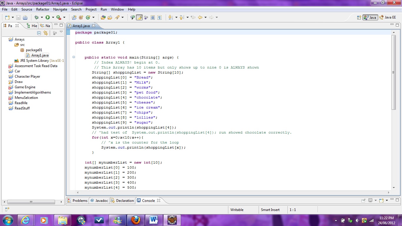 What Is Algorithm?: Eclipse Work 1 Array Example Shopping List