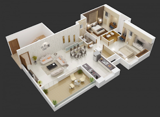 Desain Rumah Modern Insprasi 25 Denah Desain Rumah Modern 3D Sederhana dan Minimalis 3 Kamar