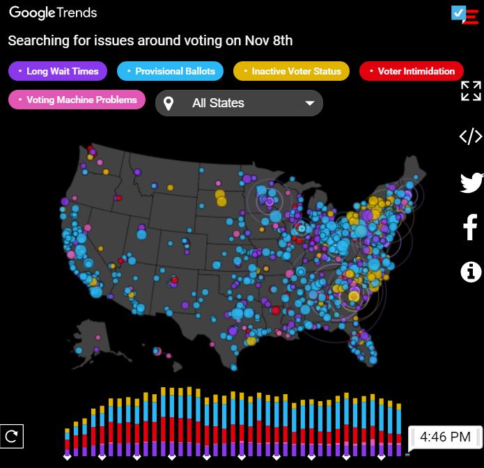Map of Google Search Trends on Election Day