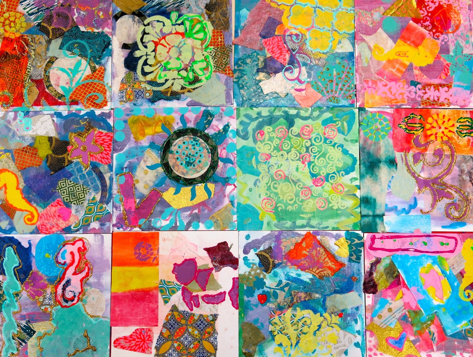 Cassie Stephens In the Art Room Abstract Painting with Fourth Grade