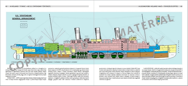 Schematic longitudunal cut of Statendam - © Tamás Balogh Books - The Dutch "TITANIC" the second STATENDAM sunken as JUSTICIA