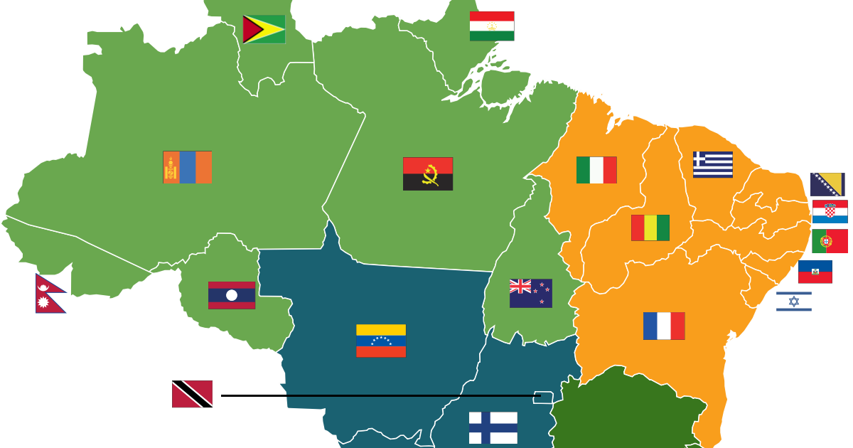 The real size of Brazilian states compared to other countries Vivid Maps
