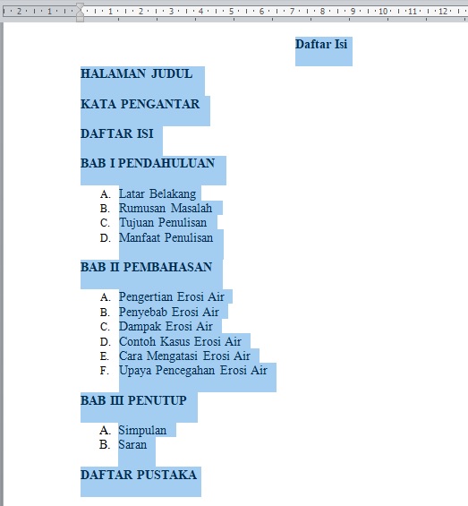 Membuat Titik Titik Daftar Isi Secara Otomatis Di Microsoft Word Teknologi Informasi