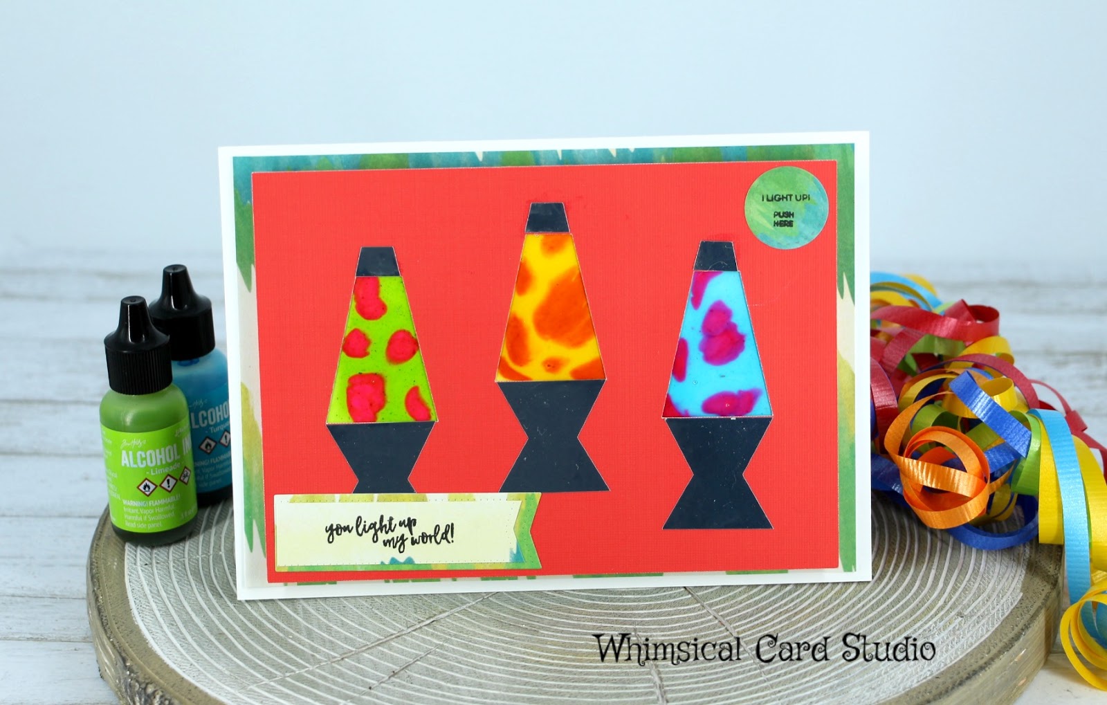 Lava lamp interactive light up card New medium discovery Whimsical Card Studio