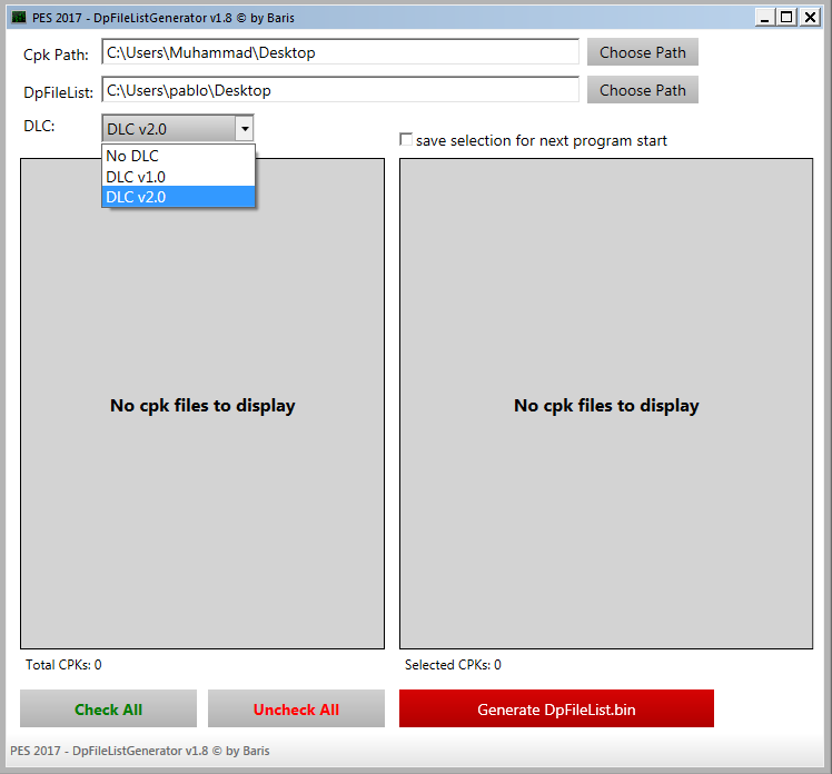 Dpfilelistgenerator Tool V1 8 Dlc 2 0 Pes 2017 Patch Pes New Patch Pro Evolution Soccer