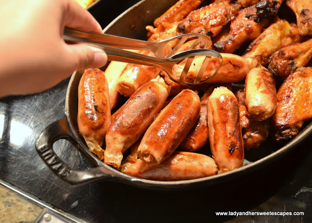 grilled sausages in Horizon Amwaj Rotana