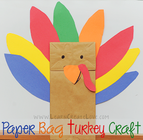 make a paper bag turkey puppet