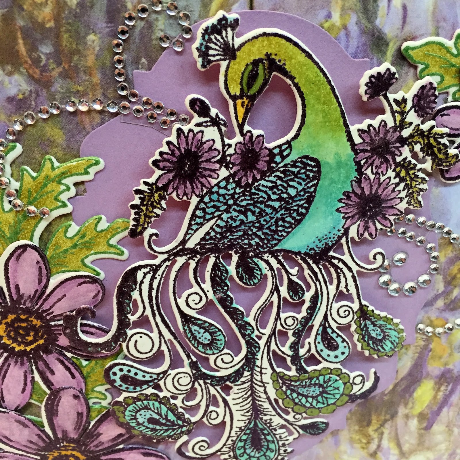 Golden Goddess Designs Heartfelt Creations Feathery Peacock Card