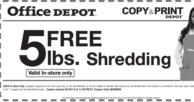 FREE IS MY LIFE: COUPON: FREE Document Shredding at Office Depot for Tax  Season - ENDS 4/16