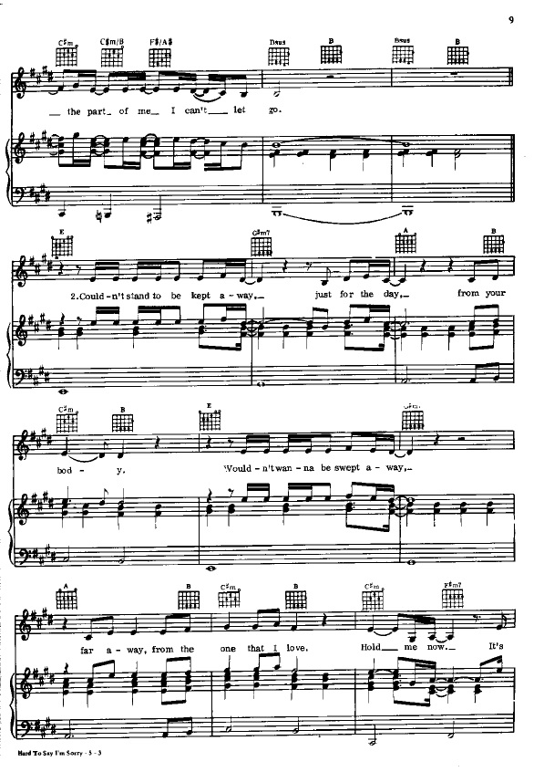 Chicago hard to say im sorry chicago partituras para piano
